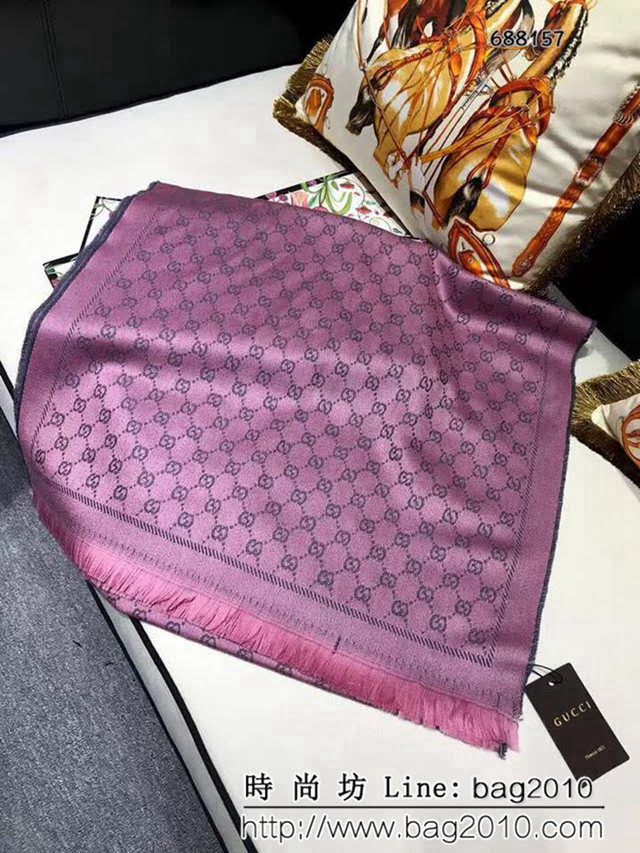 GUCCI古馳經典款 官網16年最新GG羊毛提花系列長圍巾 688156 LLWJ6928